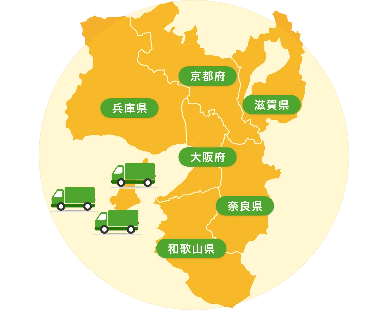 関西エリアの地図