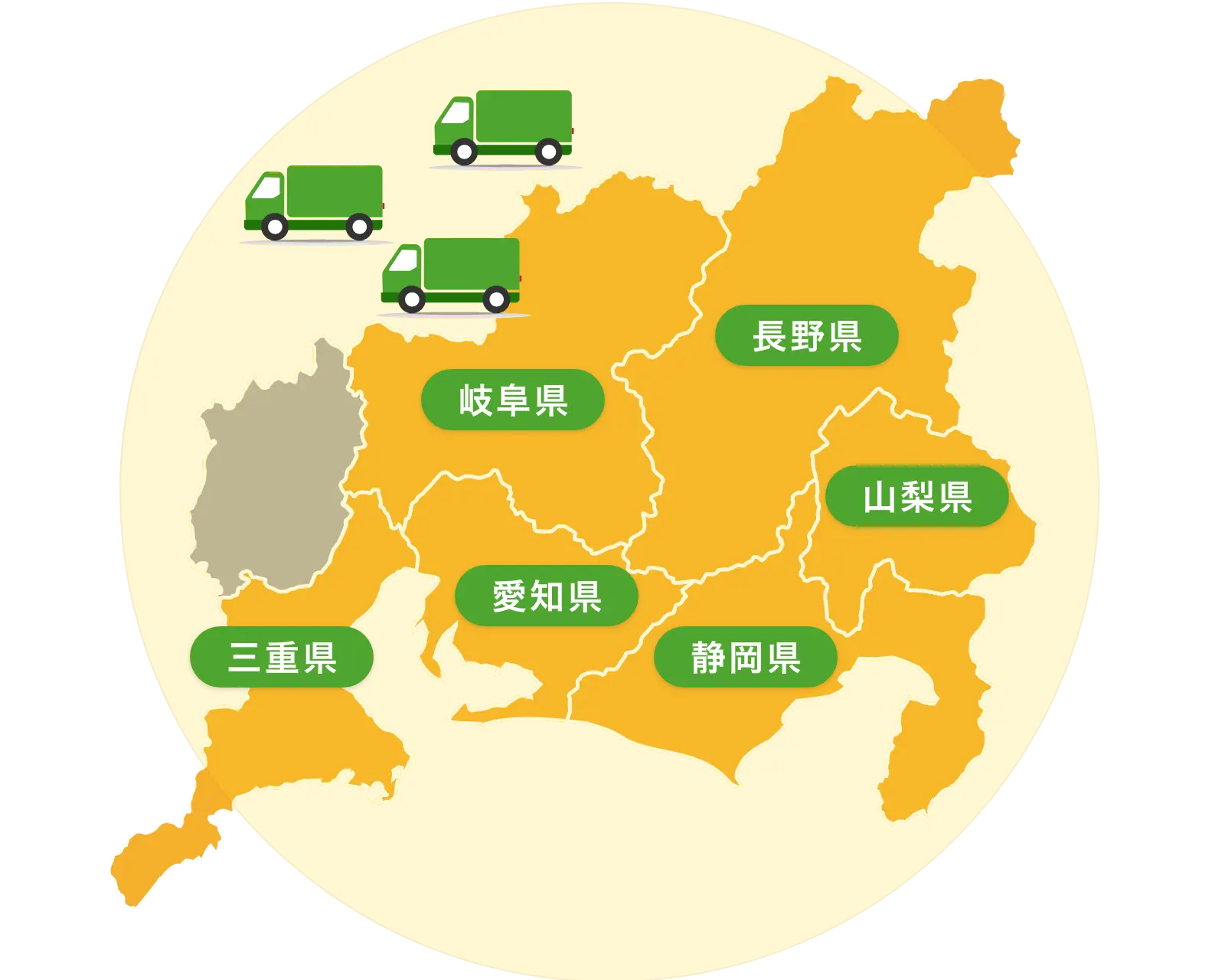 東海エリアの地図